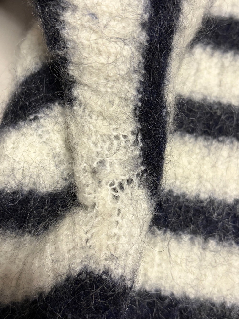 Sézane Striped Mohair Blend High Neck Button Shoulder Sweater Size L - Picture 9 of 10